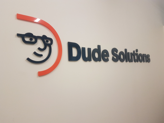 3D cut acrylic logo Dude for Solutions