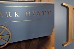3D cut metallic gold face acrylic letters Park Hyatt