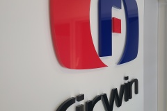 Custom 3D cut logo painted to match the Pantone colors "Firwin"