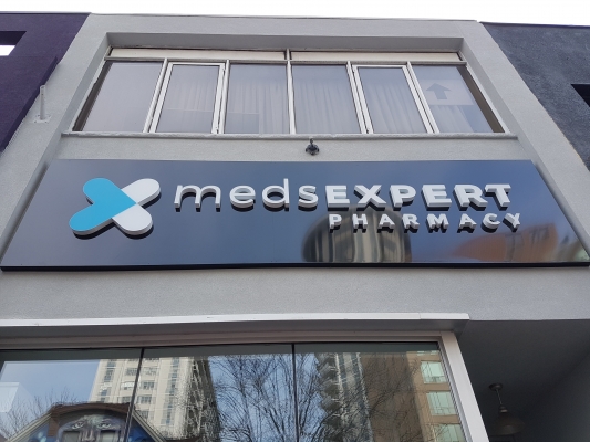 Channel letters  LED front illuminated on black aluminium box