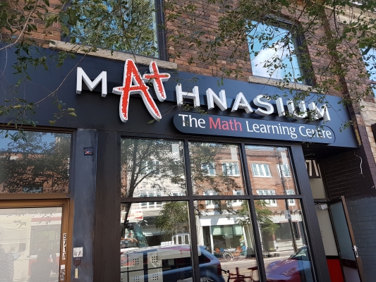 Custom channel letters on a carry box Mathnasium