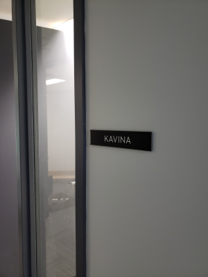 Black holder nameplate with vinyl graphics