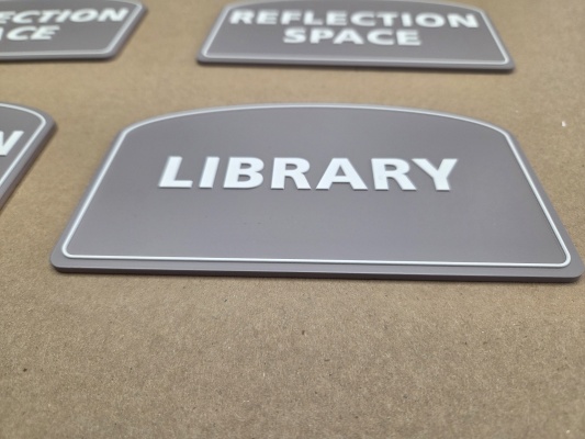 Custom acrylic sign with 3D raised graphics "Library"