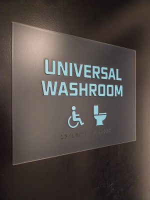 Custom universal washroom sign