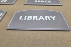 Custom acrylic sign with 3D raised graphics "Library"