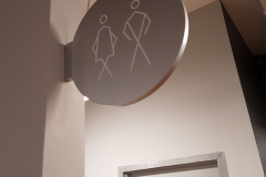Custom double sided washroom signs