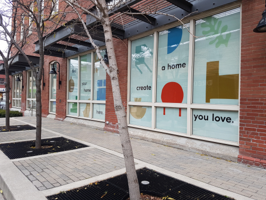 Full color prints installed reverse from inside of the windows