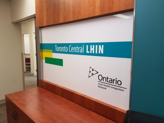 Custom acrylic reception sign with vinyl graphics LIHN