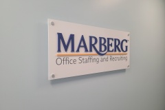 Raception-white-acrylic-sign-with-3D-cut-logo-Marberg