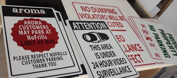 Custom parking signs variance.