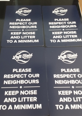 Left Field custom parking signs
