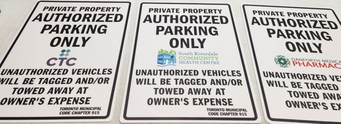 Custom parking signs with color logo