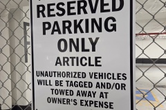 Custom aluminum parking sign with personalized name