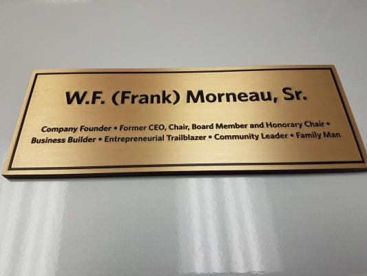 Etched brass plaque W