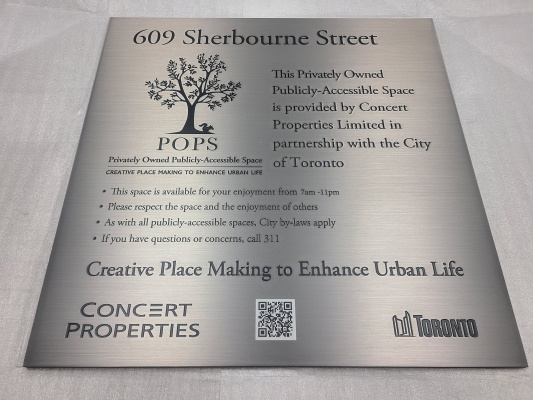 Etched stainless steel plaque POPS