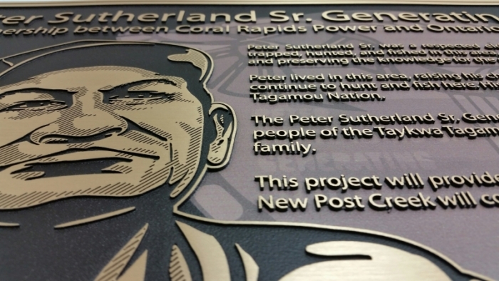 Raised face bronze plaque, Ontario Power Generation