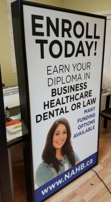 Hanging LED illuminated sign box Enroll today