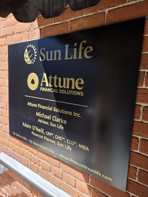Matte aluminum panel with custom cut gold vinyl graphics