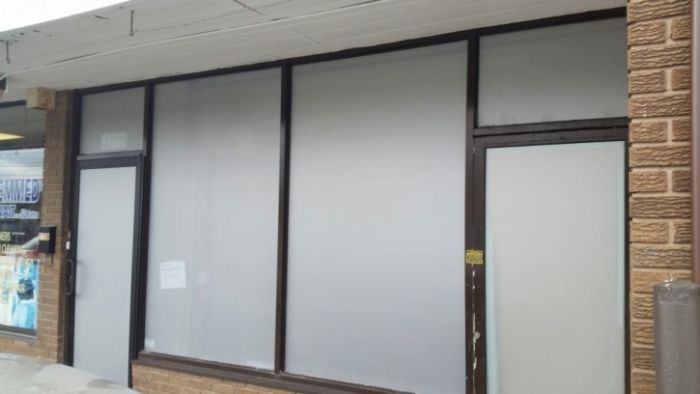 Frosted vinyl on glass windows