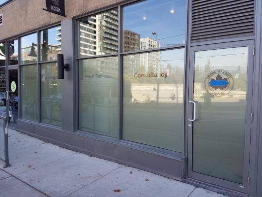 Full frosted with custom text from inisde for Sword security Toronto
