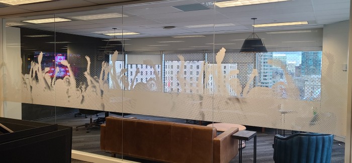 Multi windows continued frosted white vinyl graphics