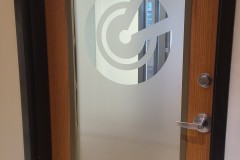 Full frosted door vinyl with logo cut out